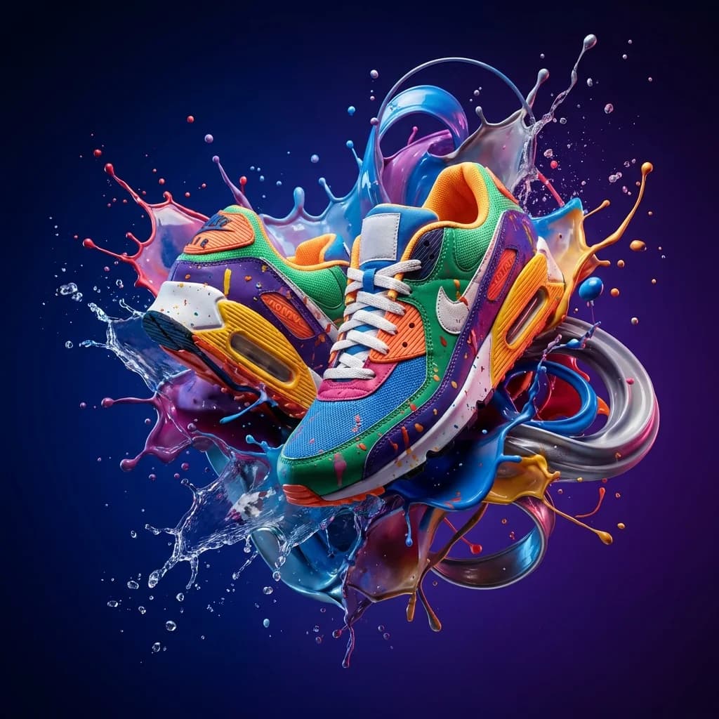 Gravity-defying creative product shot with water splash